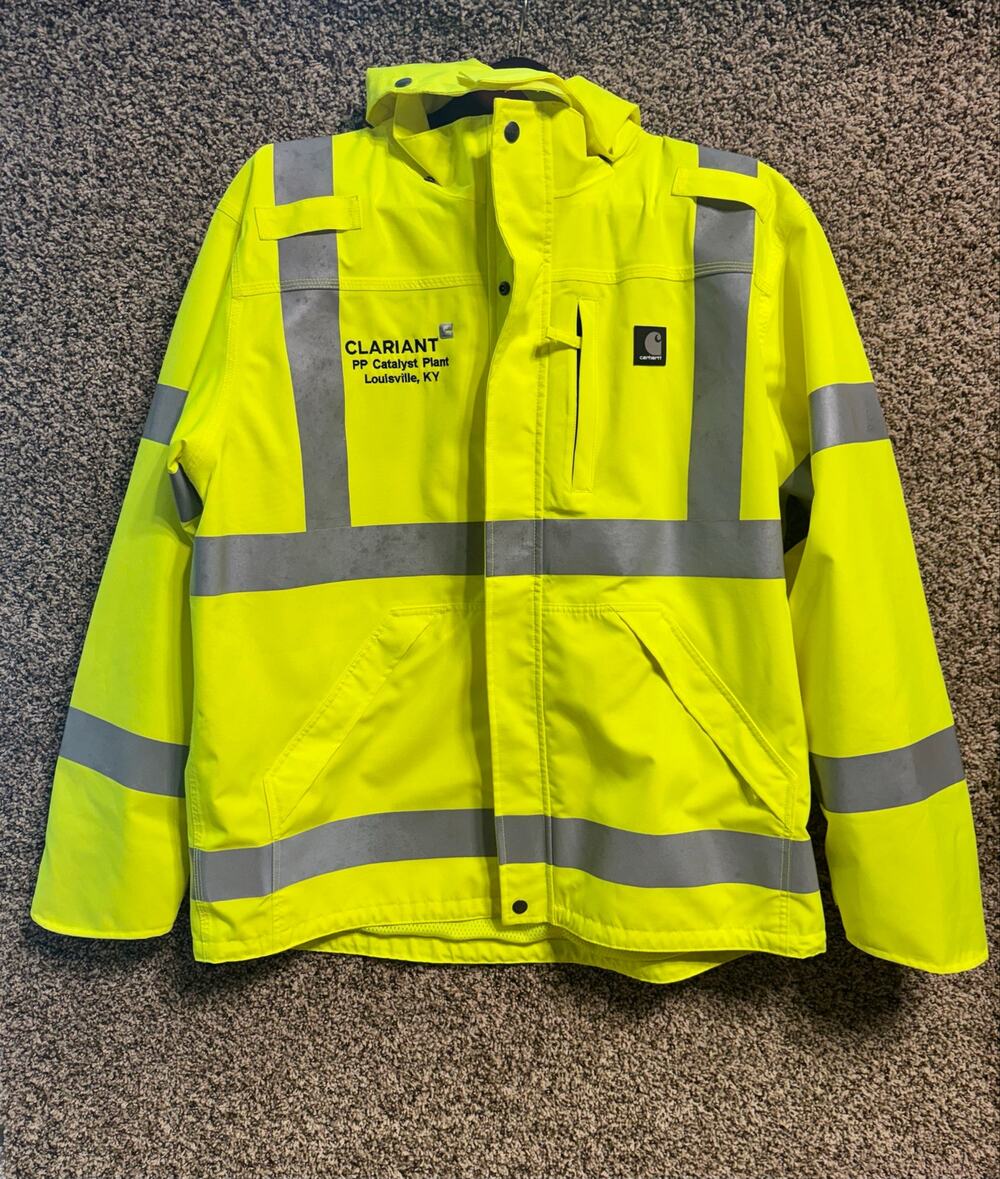 Carhartt high visibility safety yellow hooded jacket - size L - Class 3 level 2